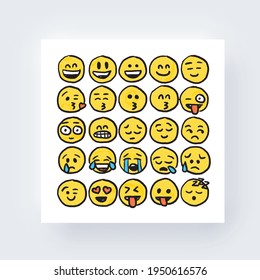 Pencil Drawing Smiley Emoji Face Pack in Colour