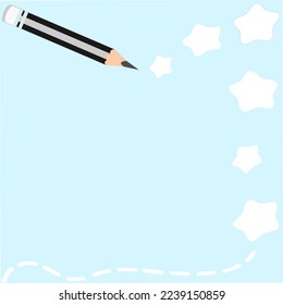 Pencil drawing and starry sky stars vector illustration learning teaching