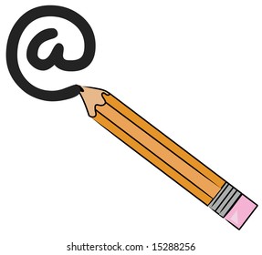 pencil drawing the symbol for at or getting connected