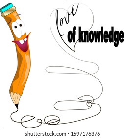 Pencil with drawing title love of knowlege. Vector illustration 