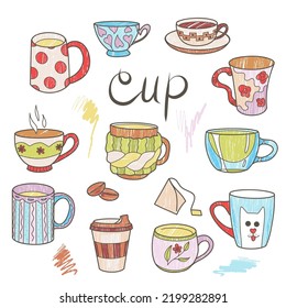 Bleistiftzeichnungen, Tasse-Set, lustige Tassen für Tee und Kaffee