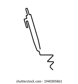 A Pencil Is Drawn By A Single Black Line On A White Background. Continuous Line Drawing. Vector Illustration