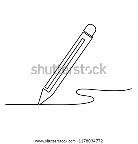 
A pencil is drawn by a single black line on a white background. Continuous line drawing. Vector illustration