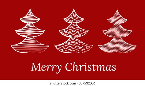 Pencil drawn Christmas tree card