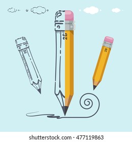 Pencil drawn, icon, Vector illustration in flat, cartoon style isolated from the background, EPS 10