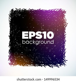 Pencil drawn square with light effects. Vector illustration