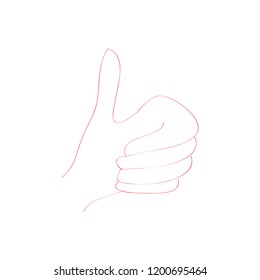 Pencil Drawn Thumbs up icon isolated on white background. Thumbs up vector logo. Flat design style. Modern vector pictogram for web graphics - stock vector. Hand Drawn like sign funky design