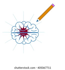 pencil draws the brain