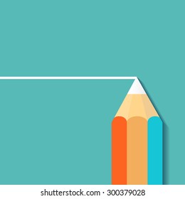 Pencil draws a line. Flat graphic image. Stock Vector.