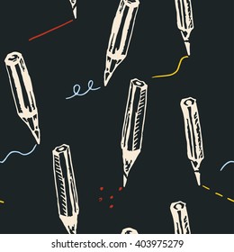 Pencil draws a line. Seamless pattern