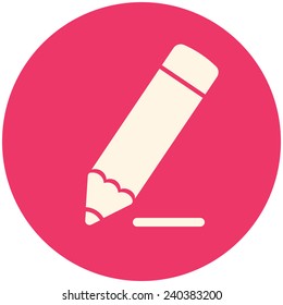 Pencil draws a line, vector icon flat design