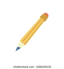 Pencil for driving or writing, isolated instrument for making notes and creating sketches. Thin stick of graphite, school and office supplies. Vector in flat cartoon style