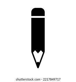 Pencil edit icon in flat style. Pencil solid symbol isolated on white background. Simple abstract drawing icon in black. Vector illustration for graphic design, Web, UI, mobile app