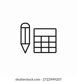 Vector de signo de icono de tabla de edición de lápiz