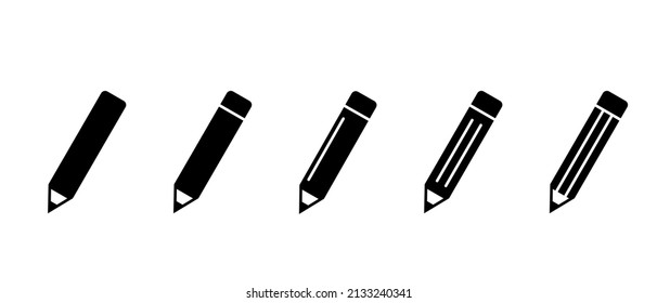 Pencil edit vector icons set. Different style pen symbol