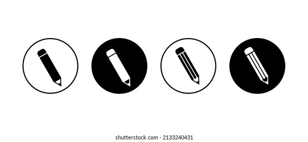 Pencil edit vector icons set. Different style pen symbol in circle