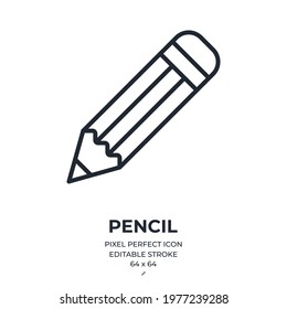 Pencil editable stroke outline icon isolated on white background flat vector illustration. Pixel perfect. 