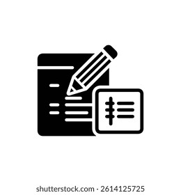 Pencil Editing Text in Translation Box Minimal Black Icon