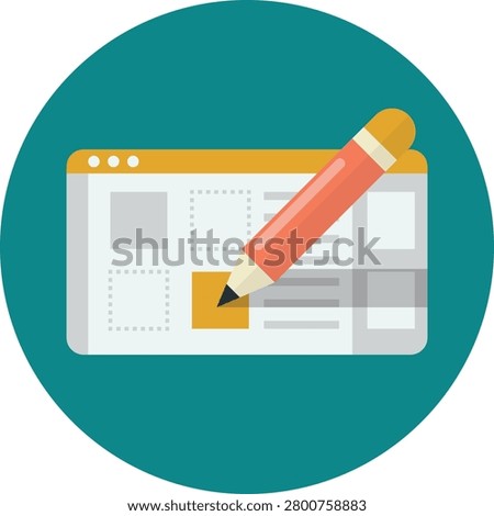A pencil editing a website window interface icon