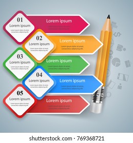 Pencil, Education Icon. Business Infographic Vector Eps 10