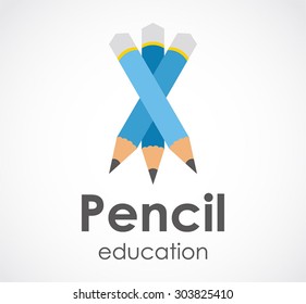 Pencil education study learning abstract vector logo design template business author icon publishing corporate identity company symbol concept