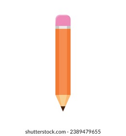 Pencil with elastic band. Flat vector illustration isolated on white background