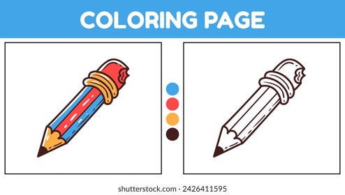 Pencil element coloring for kids vector illustration