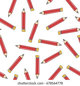 Pencil element seamless pattern.  Hand draw doodle style. Background print concept