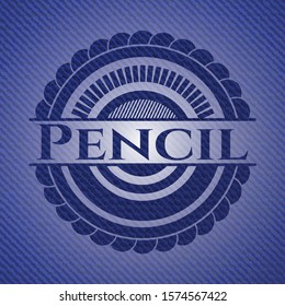 Pencil emblem with jean texture. Vector Illustration. Detailed.