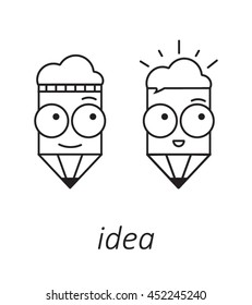 Pencil with emotions. idea of creativity logo