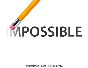 Pencil erase impossible vector design illustration isolated on white background