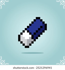 Pencil eraser in 8 bit pixel art for game assets and cross stitch on vector illustration