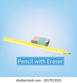 pencil and eraser with blue backround