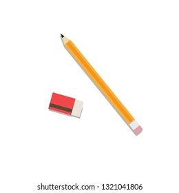 pencil and eraser cartoon vector. wallpaper. free space for text. copy space.