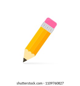 Pencil with eraser color icon. Vector isolated symbol.