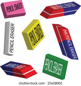 pencil eraser, color, vector