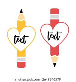 Pencil and Eraser Customizable Text Frames Set