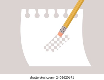 The pencil eraser deletes information, making the surface it was written on transparent, like an empty layer in a graphic editor program