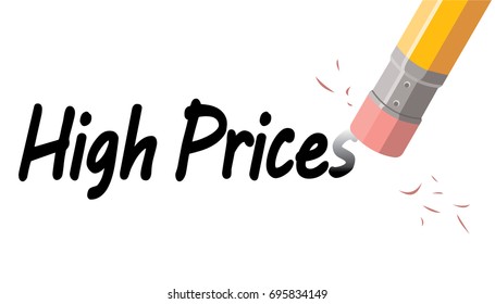 pencil with eraser deleting words high prices