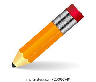 pencil with eraser erasing on a white background