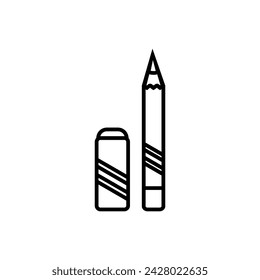 Pencil and eraser flat icon, simple pencil and eraser symbol