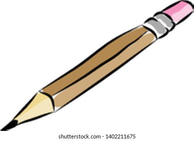 Lápiz con diseño dibujado a mano, ilustración, vector sobre fondo blanco.