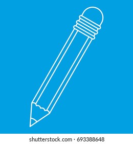 Pencil with eraser icon blue outline style isolated vector illustration. Thin line sign