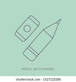 Pencil with eraser icon flat style