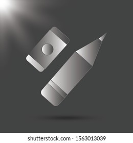 Pencil with eraser icon flat style