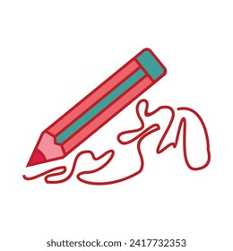 Lápiz con icono de borrador en estilo plano sobre un fondo blanco. diseño de diseño de elementos. Plantilla de lápiz de color y doodles sobre fondo blanco