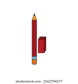 Pencil and eraser icon in flat style isolated on white background. Office symbol. stationary element design for office, school, bookstore, etc. Design element illustration school supplies and office