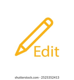 Lápiz con ilustración de icono de borrador, diseño plano. Icono plano del lápiz aislado en el fondo blanco. Icono de edición naranja con. Elemento de diseño de Educación o interfaz de usuario