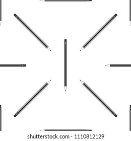 Pencil with eraser icon seamless pattern on white background. Education sign. Drawing and educational tools. School office symbol. Flat design. Vector Illustration