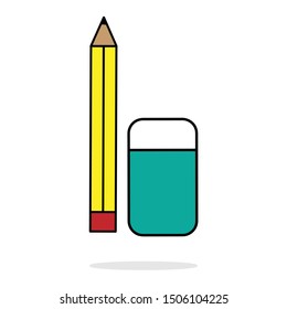 Pencil And Eraser Icon Vector On White Background